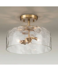 Possini Euro Design Possini Euro Luther 13"W Warm Brass Water Glass 2-Light Ceiling Light
