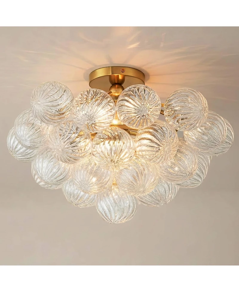 Possini Euro Design Possini Euro Albaro 18 1/2"W Soft Gold and Glass 2-Light Ceiling Light