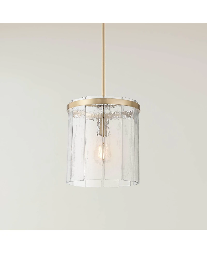 Possini Euro Design Possini Euro Soresi 10"W Satin Brass and Piastra Glass Mini Pendant