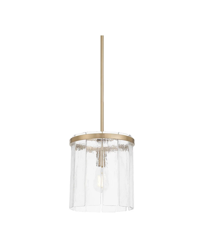 Possini Euro Design Possini Euro Soresi 10"W Satin Brass and Piastra Glass Mini Pendant