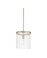 Possini Euro Design Possini Euro Soresi 10"W Satin Brass and Piastra Glass Mini Pendant