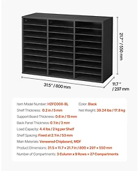 Gouun Literature Organizer, 27 Compartments Office Mailbox with Removable Shelves, Wooden Mailbox Sorter Particle Board Office Home Classroom Storage