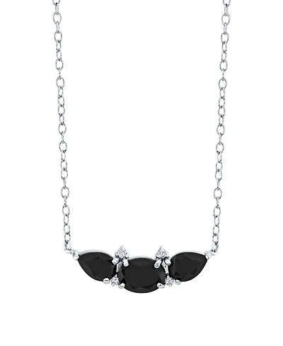 Macy's Onyx (2-1/5 ct. t.w.) and Diamond Accent Necklace in Sterling Silver