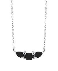 Macy's Onyx (2-1/5 ct. t.w.) and Diamond Accent Necklace in Sterling Silver