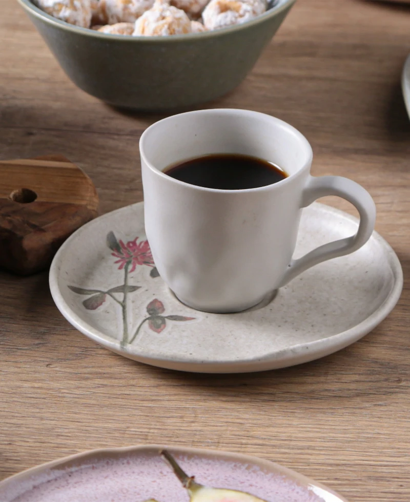 Porto Brasil Campestre Stoneware Coffee Cup and Saucer Set, Service for 6