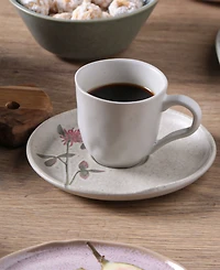 Porto Brasil Campestre Stoneware Coffee Cup and Saucer Set, Service for 6
