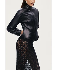 Nocturne Women's Zip-Front Fitted Leather Jacket