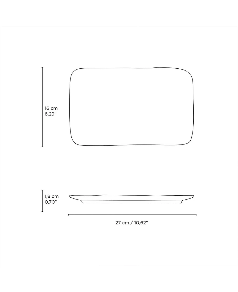 Porto Brasil 10.63" Stoneware Medium Rectangular Juta Platters, Set of 4