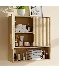 homfan Bathroom Wall Cabinet - Medicine Cabinet with Barn Doors and Adjustable Shelf - Wall Cabinet for Bathroom, Kitchen, Laundry Room