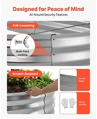 Gouun Oval Galvanized Raised Garden Bed, 8 x 4 x 1 ft Alu-Zinc Planter Box Kit with Bottomless Design