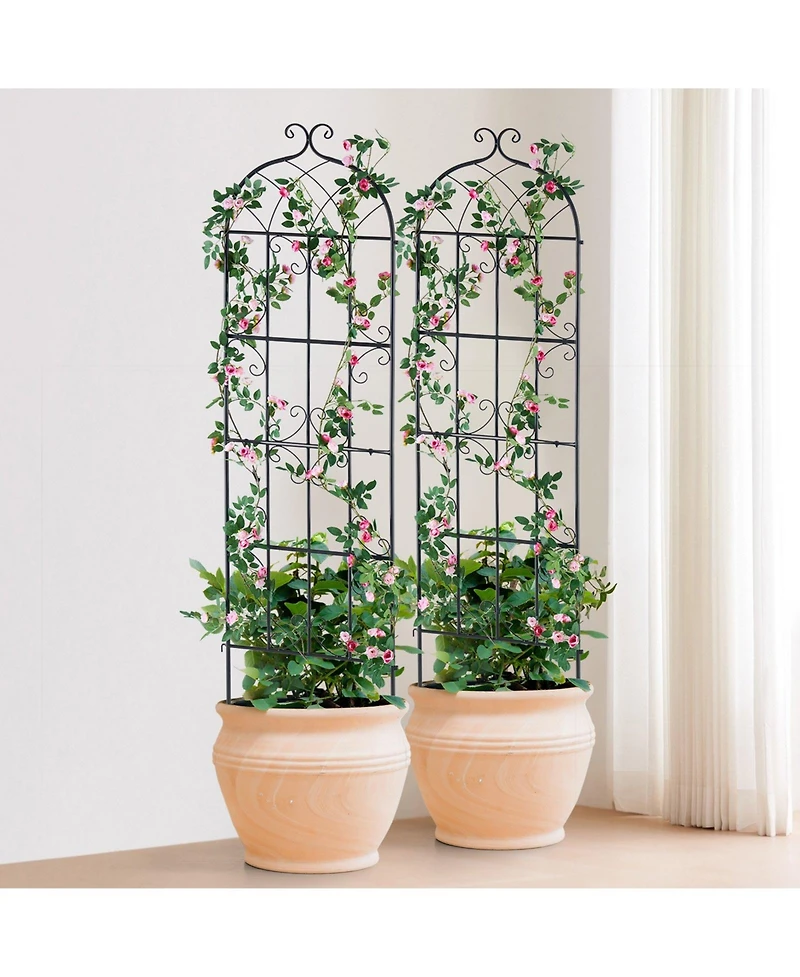 Gouun Metal Garden Trellis for Climbing Plants, 71 x 20 in 2-Pack Rustproof Powder-Coated Plant Support