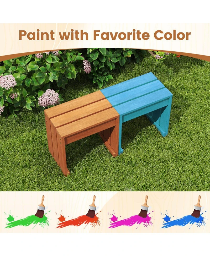 Gouun Single-Person Outdoor Backless Patio Bench with Solid Wood Frame
