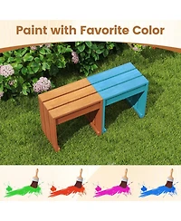 Gouun Single-Person Outdoor Backless Patio Bench with Solid Wood Frame
