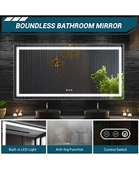 homfan Double Led Backlit Bathroom Mirror - Modern Vanity Wall Mirror with Dimmable Lighting, Anti-Fog, Shatter-Proof Glass, Memory Function