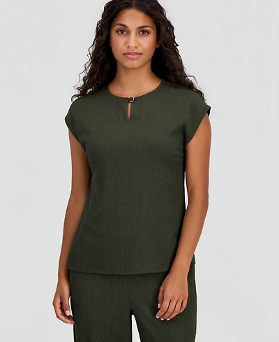 Anne Klein Essentials Petite Keyhole Neck Top