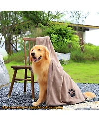 Aronkl 4 Pack Super Absorbent Microfiber Pet Towels for Dogs Cats Bath Drying