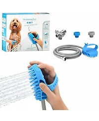 Aronkl Dog Bath Brush Sprayer with 8ft Hose Silicone Rubber Scrubber All-in-One Pet Bathing Tool