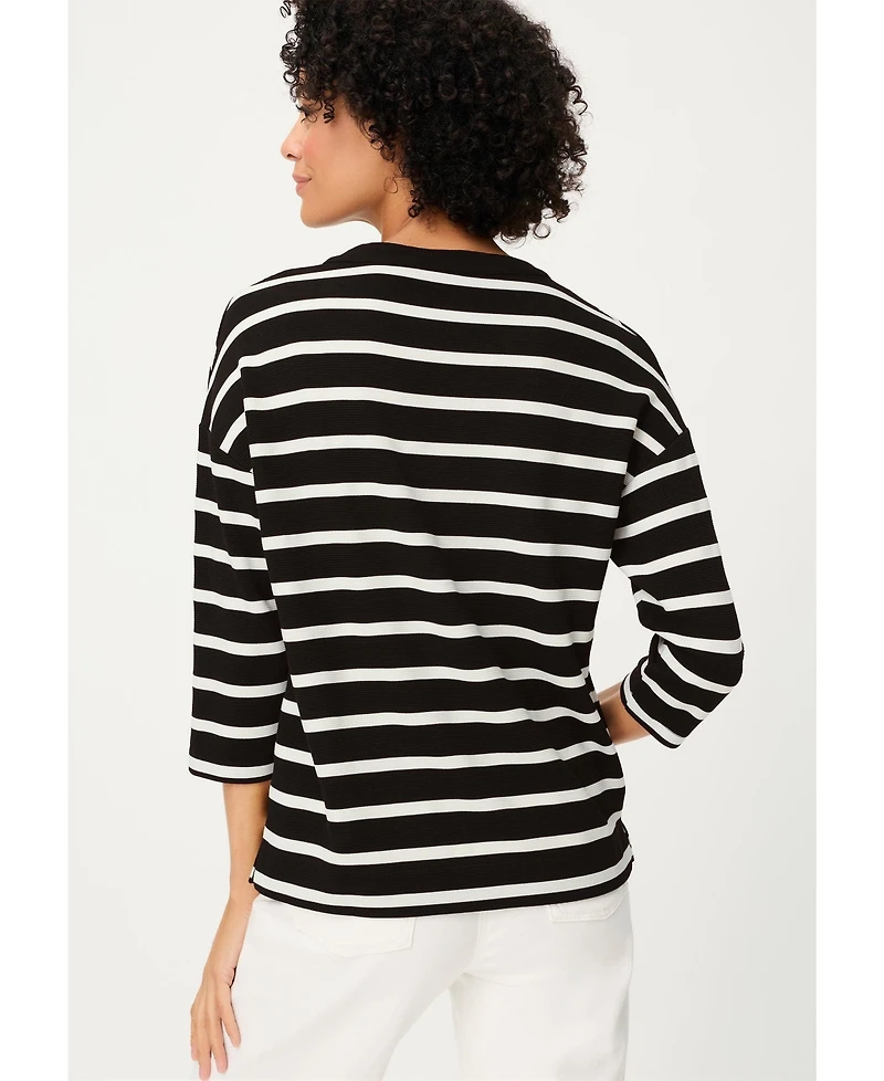 Olsen Women's Striped Rib Knit Jersey Top