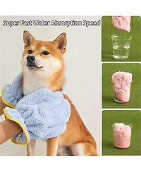 Aronkl Pet Towel Gloves Microfiber Absorbent Quick Drying for Dogs Cats 2 Pack