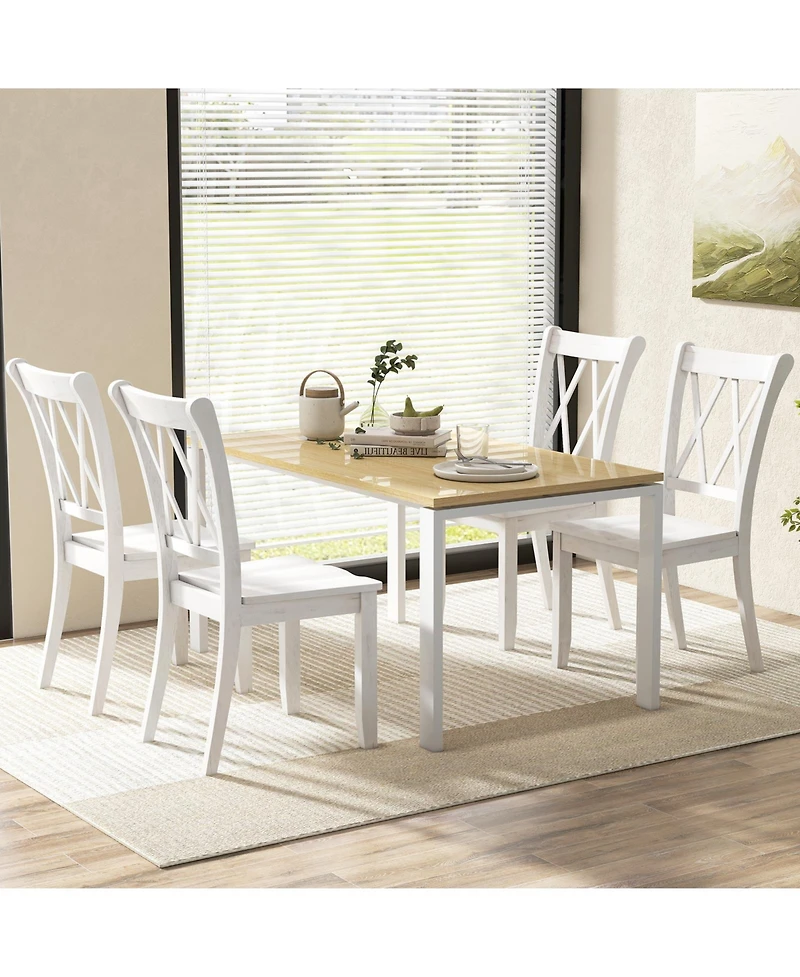 Gouun Farmhouse Wooden Dining Chairs Set of 2, Rubber Wood, 300 lb Capacity Each, 20x23.5x39 in