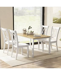 Gouun Farmhouse Wooden Dining Chairs Set of 2, Rubber Wood, 300 lb Capacity Each, 20x23.5x39 in