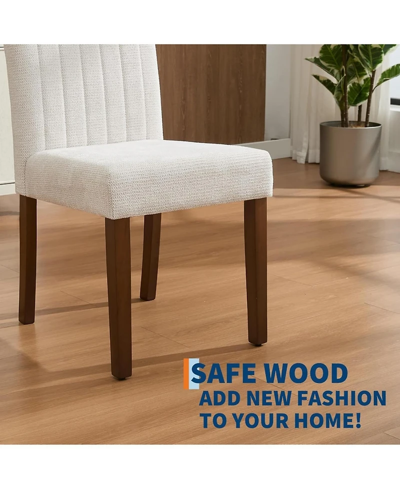 gaomon Set of 2 Modern Fabric Upholstered Dining Chairs with Sturdy Wood Legs, Rubber Frame, Vertical Stripes