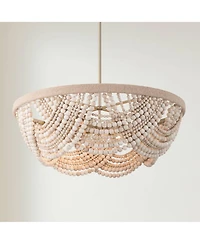 Possini Euro Design Darcy Natural Wood 6-Light Chandelier