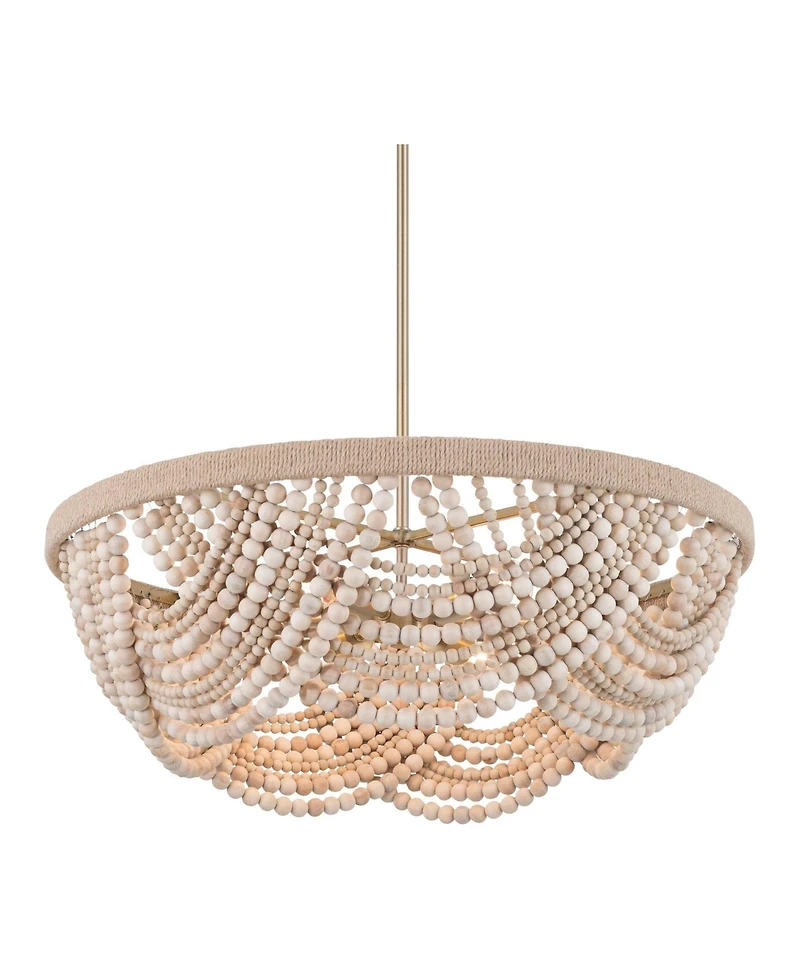 Possini Euro Design Darcy Natural Wood 6-Light Chandelier