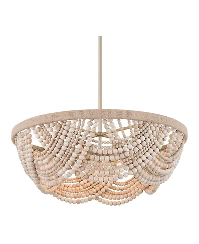 Possini Euro Design Darcy Natural Wood 6-Light Chandelier
