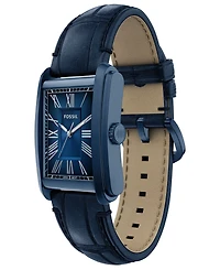 Fossil Men's Carraway Three-Hand Navy Croco Leather Watch, 30mm