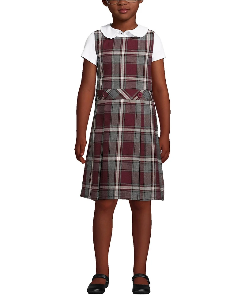 Lands' End School Uniform Girls Plaid Jumper Top of Knee