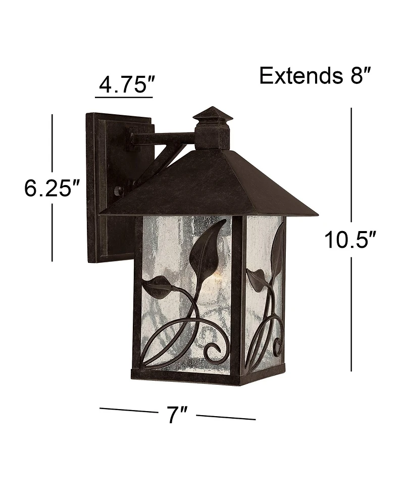 Franklin Iron Works French Garden Rustic Farmhouse Outdoor Wall Light Fixtures Set of 2 Metal 10 1/2" Clear Seedy Glass for Post Exterior