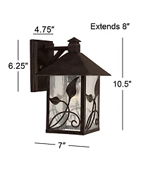 Franklin Iron Works French Garden Rustic Farmhouse Outdoor Wall Light Fixtures Set of 2 Metal 10 1/2" Clear Seedy Glass for Post Exterior
