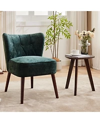 gaomon Mid-Century Modern Tufted Fabric Accent Chair, Armless Lounge Chair with Solid Wood Legs for Living Room