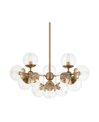 Possini Euro Design Cosas Warm Brass Sputnik Chandelier 27 1/2" Wide Modern Clear Glass Shades 13-Light Fixture for Dining Room