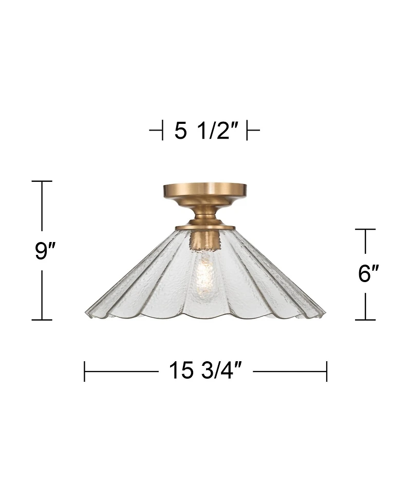 Possini Euro Design Possini Euro Vandross 15 3/4" Wide Warm Brass Cast Glass Ceiling Light