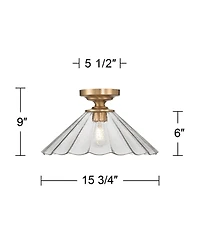 Possini Euro Design Possini Euro Vandross 15 3/4" Wide Warm Brass Cast Glass Ceiling Light
