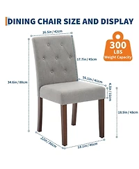 gaomon Set of 4 Button Tufted Parsons Dining Chairs, Upholstered Fabric Side Chairs with Solid Wood Legs