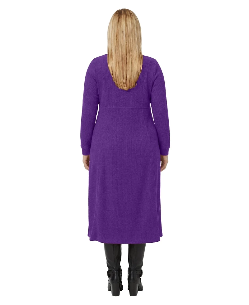 Woman Within Plus Petite Thermal Knit A-Line Dress