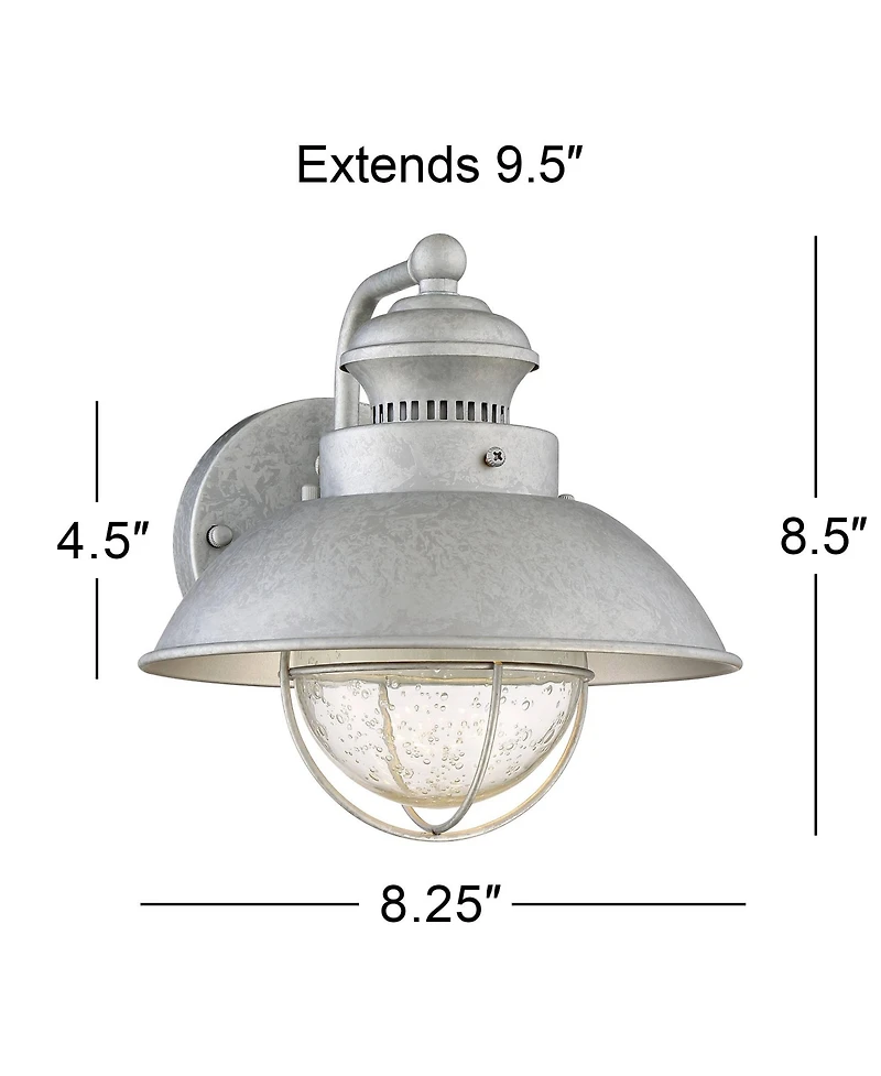John Timberland Fordham Industrial Wall Light Sconces Set of 2 Galvanized Steel Hardwire Fixture Seedy Glass for Hallway