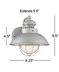John Timberland Fordham Industrial Wall Light Sconces Set of 2 Galvanized Steel Hardwire Fixture Seedy Glass for Hallway
