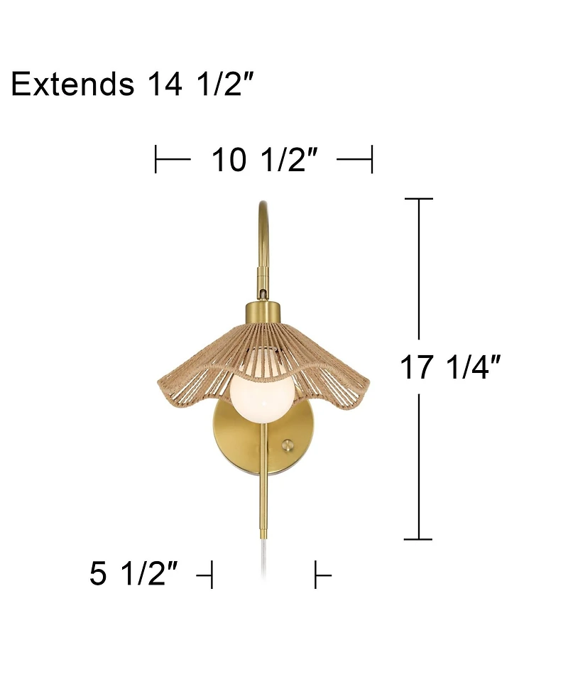 Possini Euro Design Possini Euro Primrose 17 1/4" H Brass and Sea Grass Plug-In Wall Lamp