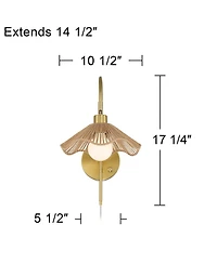 Possini Euro Design Possini Euro Primrose 17 1/4" H Brass and Sea Grass Plug-In Wall Lamp