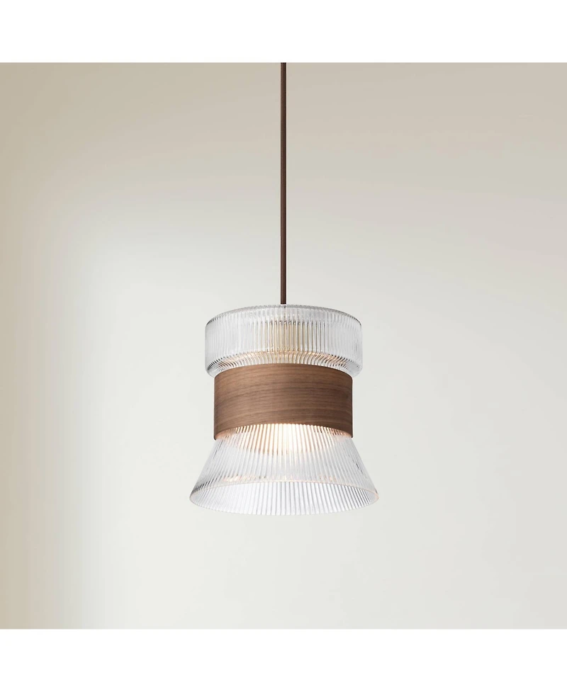 Possini Euro Design Possini Euro Carasco 7 1/2" Wide Wood and Gold Mini Pendant Light