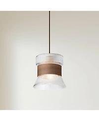 Possini Euro Design Possini Euro Carasco 7 1/2" Wide Wood and Gold Mini Pendant Light