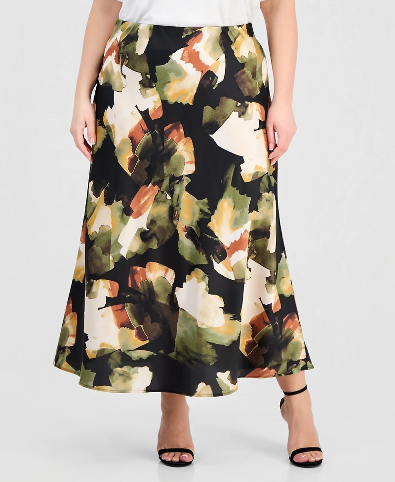 Anne Klein Plus Pull-On Bias Flared Skirt