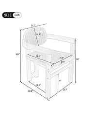 Rainsken Outdoor Woven Rattan Chair Set of 2, Comfortable Garden Seating, Acacia Wood Accent Chairs with Backrest for Backyard, Porch