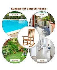 Gymax 2 Pcs Outdoor Eucalyptus Rocking Chair Single Rocker for Patio Deck