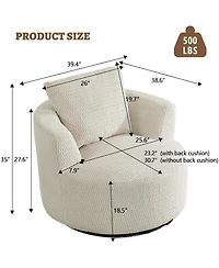 Rainsken 360 degrees Swivel Accent Chair, Modern Compressible Barrel Chair with Wooden Frame, Comfort Seating for Living Room, Reading Room, Office