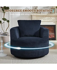 Rainsken 360 degrees Swivel Barrel Chair, Modern Compressible Accent Chair with Sturdy Wooden Frame for Living Room, Reading Nook and Office